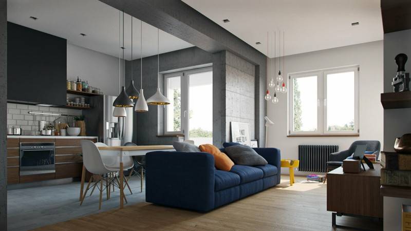 Красивый дизайн квартиры-студии: идеи + фото